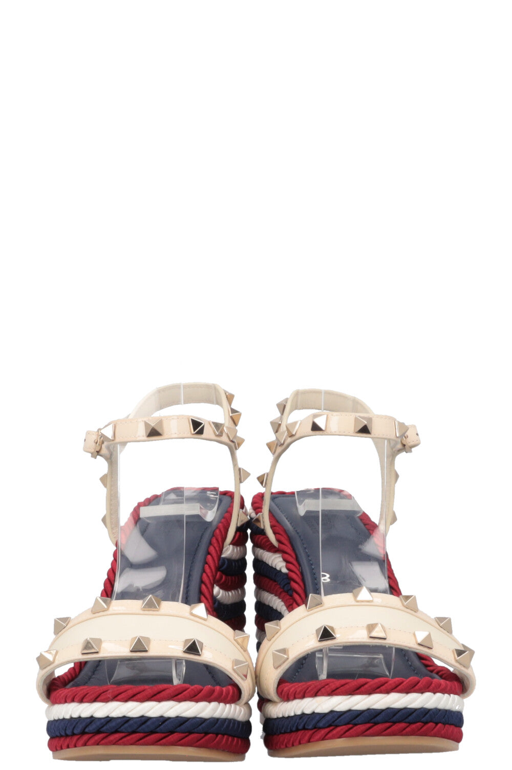 VALENTINO Striped Wedge Heels Blue Red