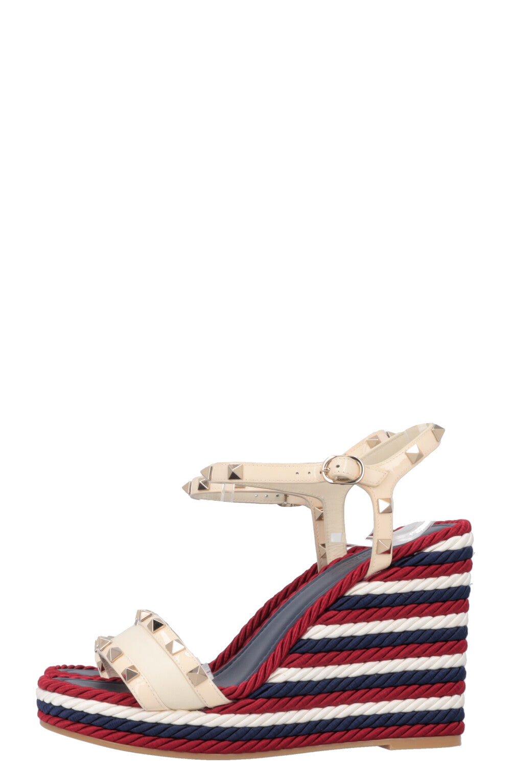 VALENTINO Striped Wedge Heels Blue Red