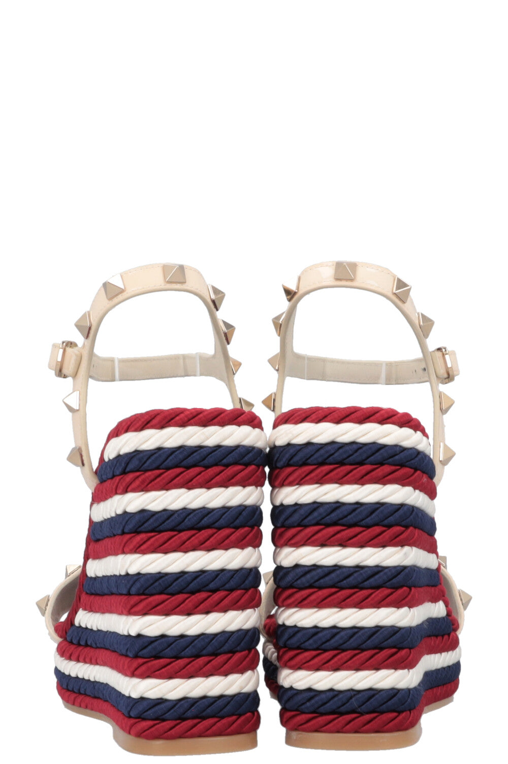 VALENTINO Striped Wedge Heels Blue Red