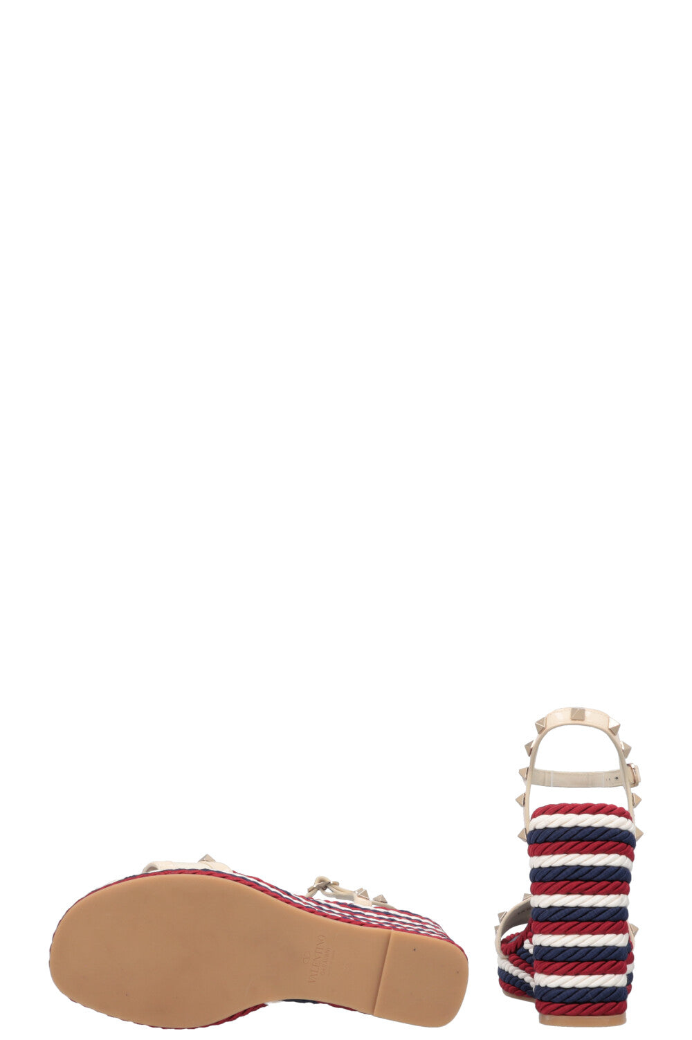 VALENTINO Striped Wedge Heels Blue Red