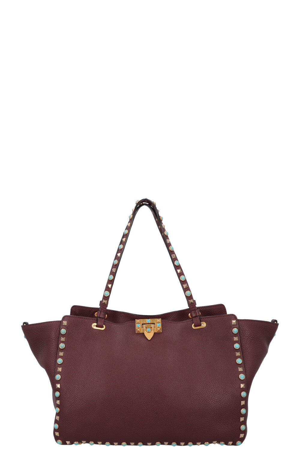 VALENTINO Medium Rockstud Tote Bag Burgundy