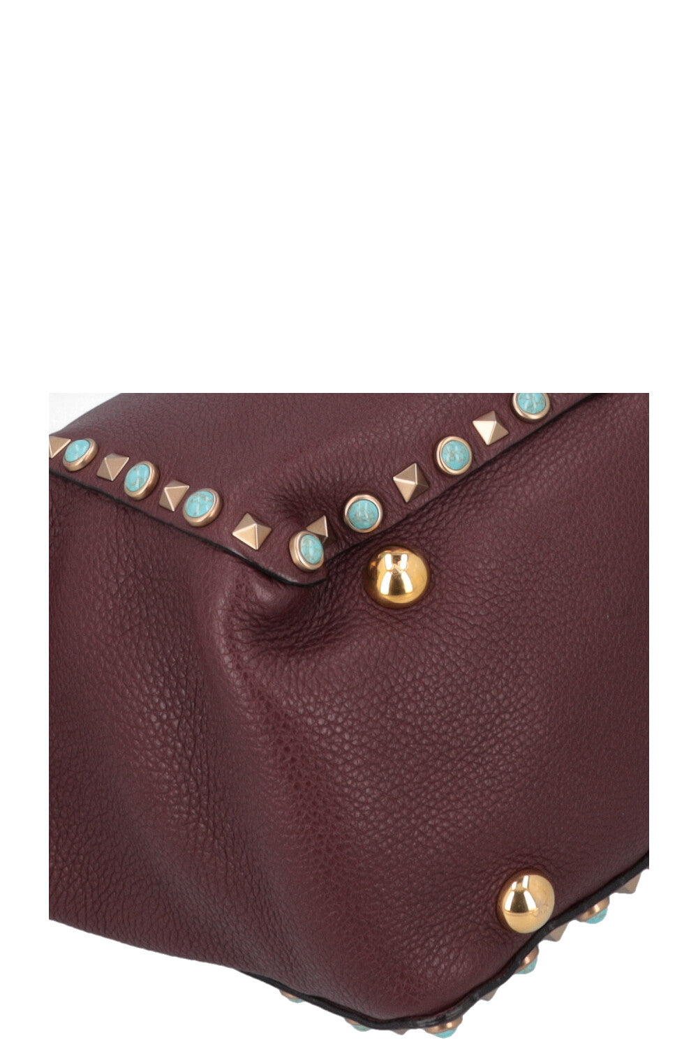 VALENTINO Medium Rockstud Tote Bag Burgundy