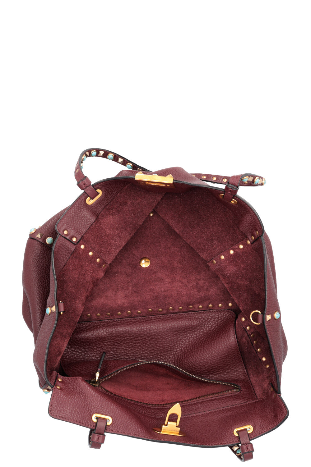 VALENTINO Medium Rockstud Tote Bag Burgundy