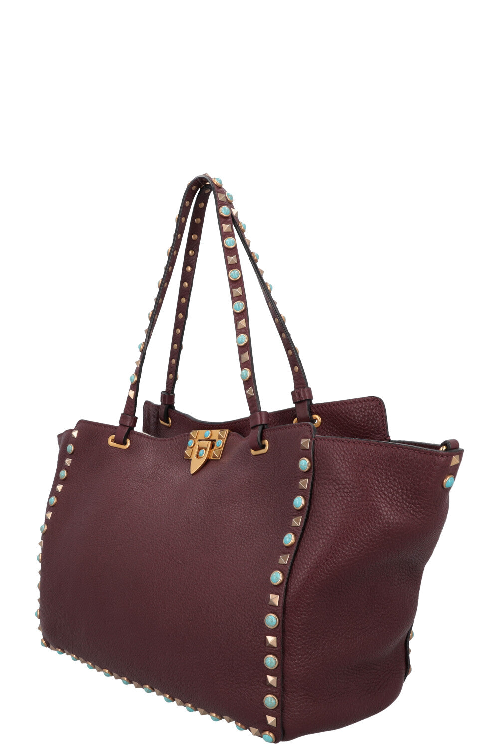 VALENTINO Medium Rockstud Tote Bag Burgundy