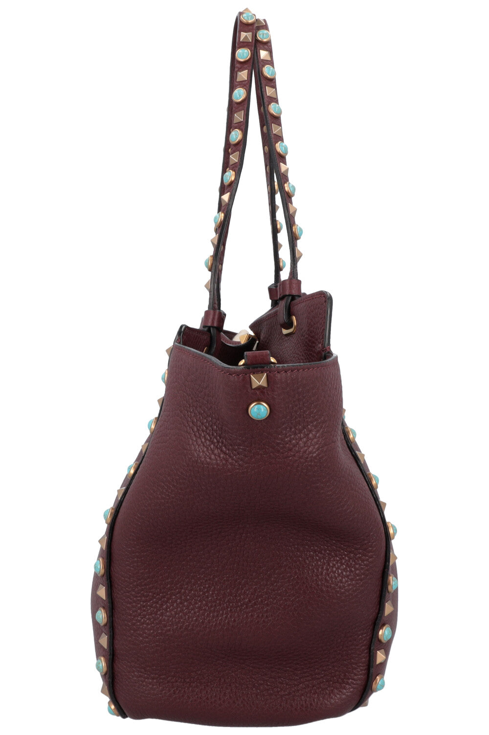 VALENTINO Medium Rockstud Tote Bag Burgundy