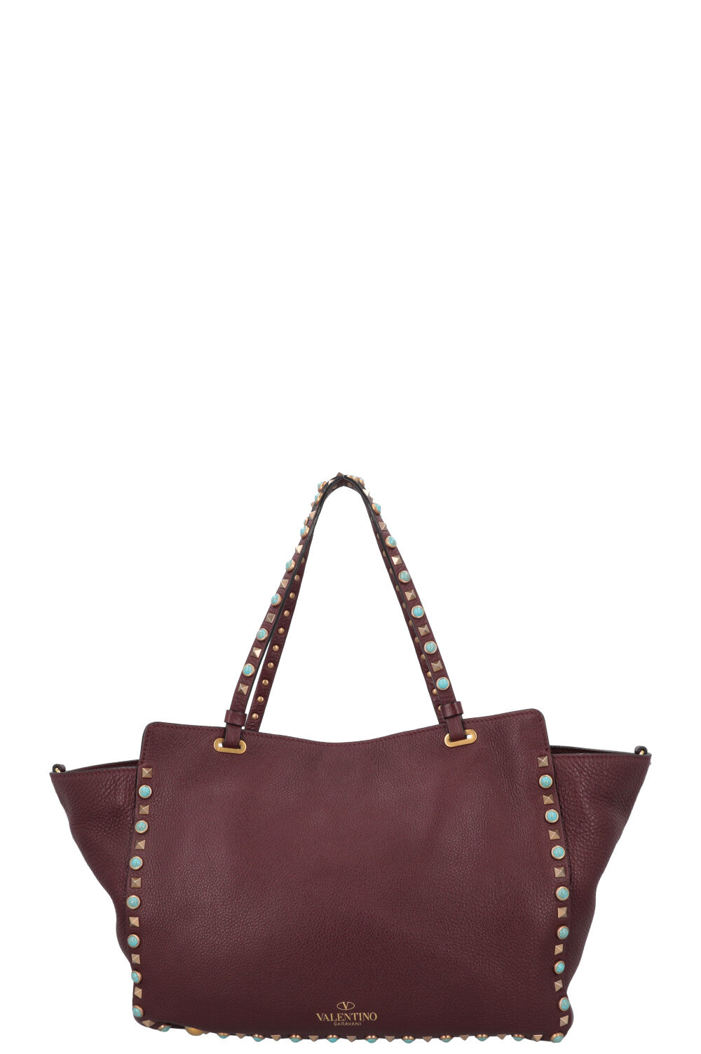 VALENTINO Medium Rockstud Tote Bag Burgundy