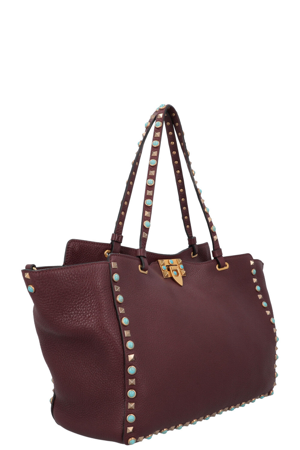 VALENTINO Medium Rockstud Tote Bag Burgundy