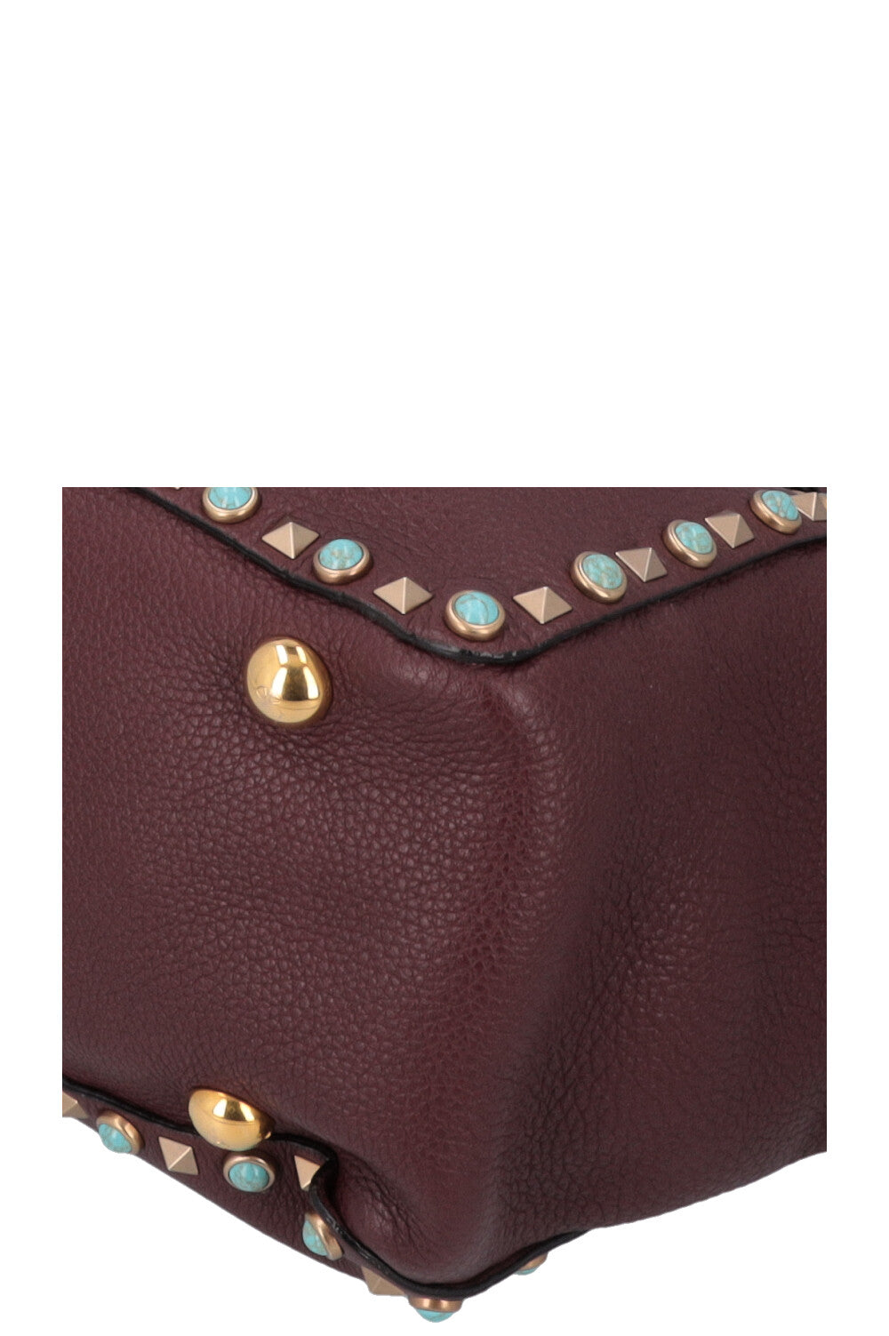 VALENTINO Medium Rockstud Tote Bag Burgundy