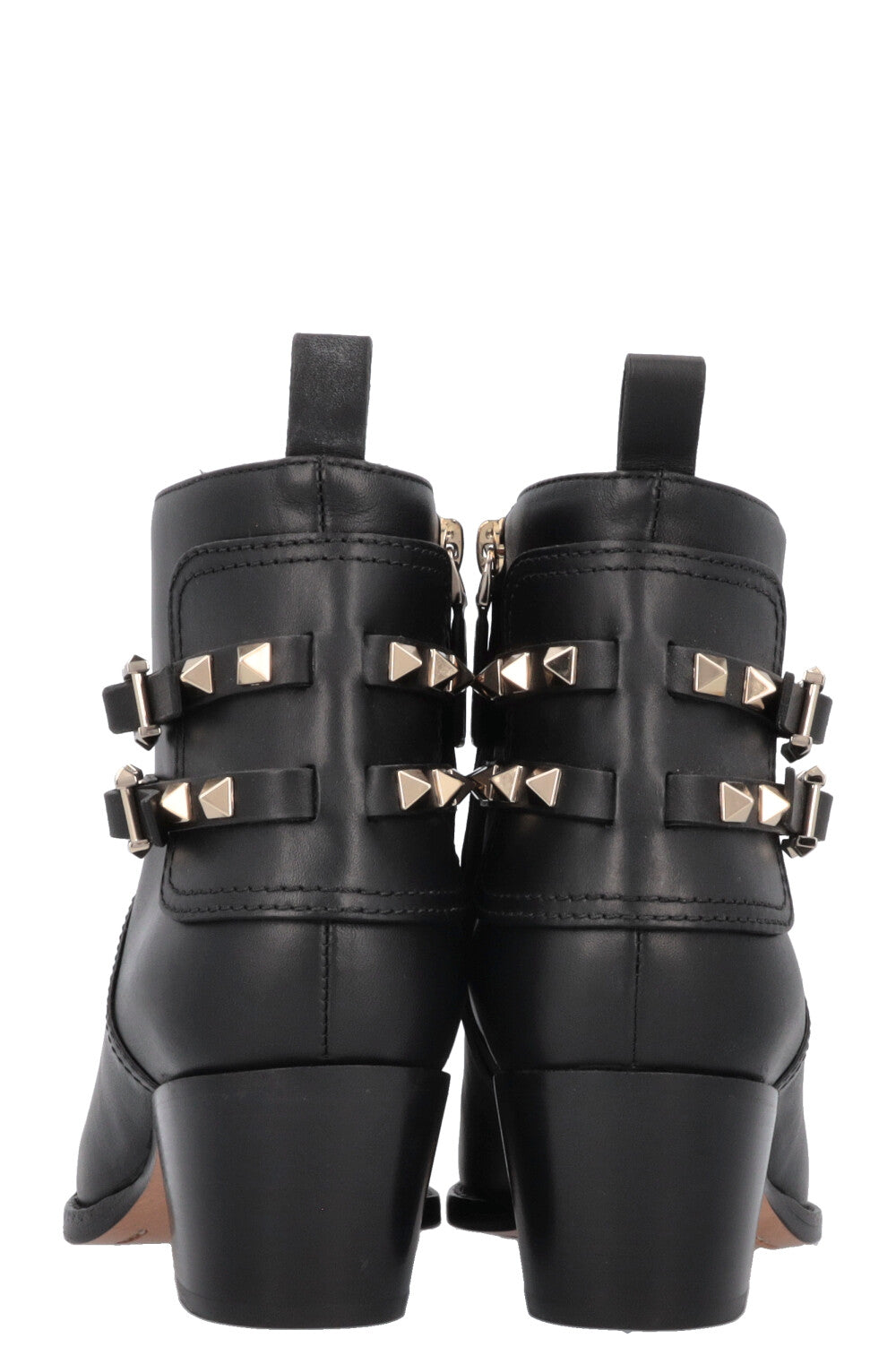 VALENTINO Rockstud Embroidered Cowboy Ankle Boots Black
