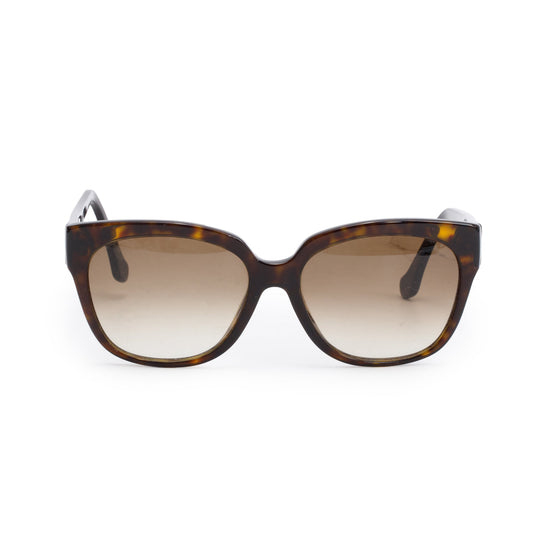 Balenciaga BA 15 Brown Havana Acetate Square Sunglasses