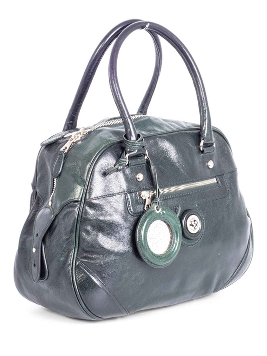 Balenciaga BB Patent Leather Top Handle Bag Green