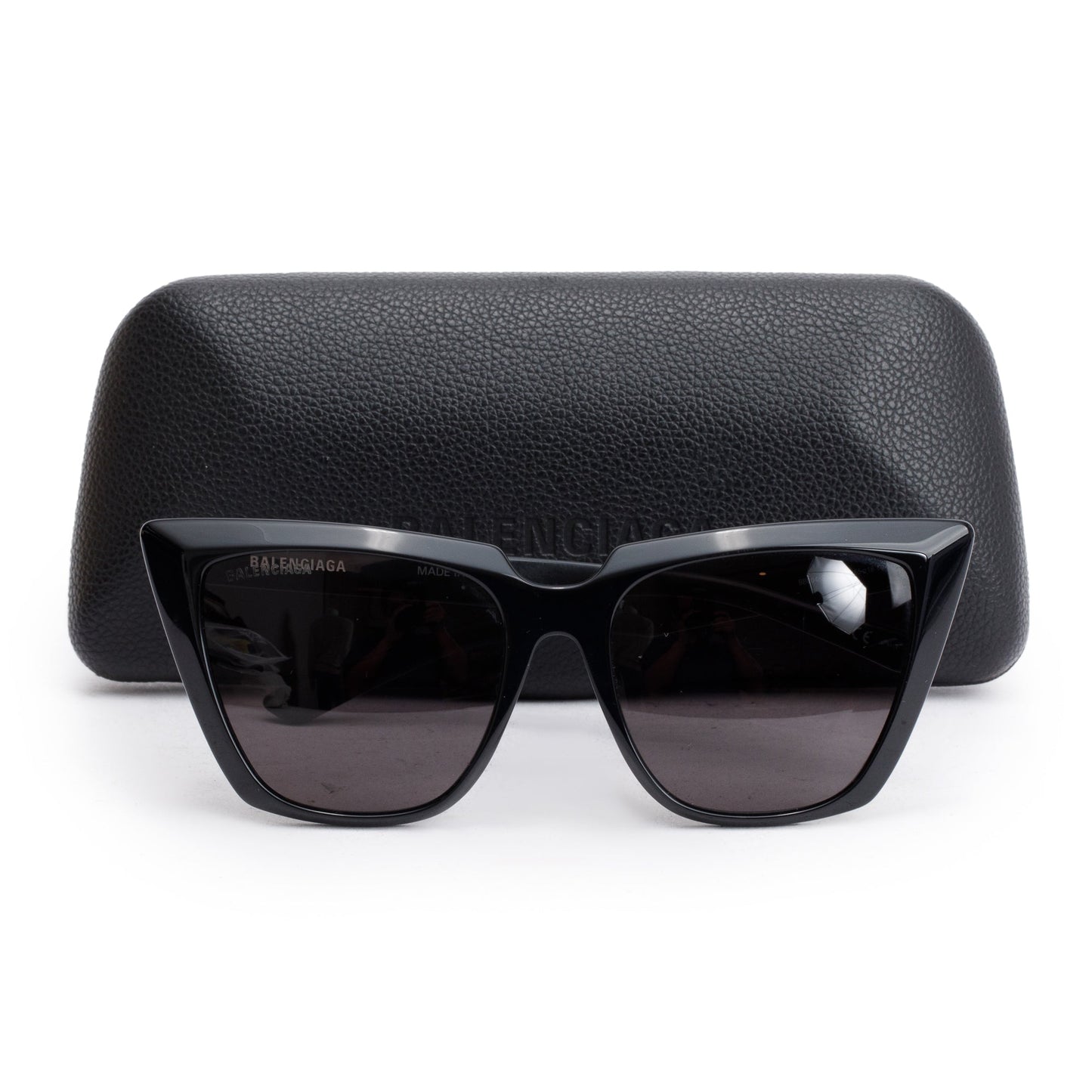 Balenciaga BB0046S Black Acetate Cat-Eye Sunglasses w/ Case