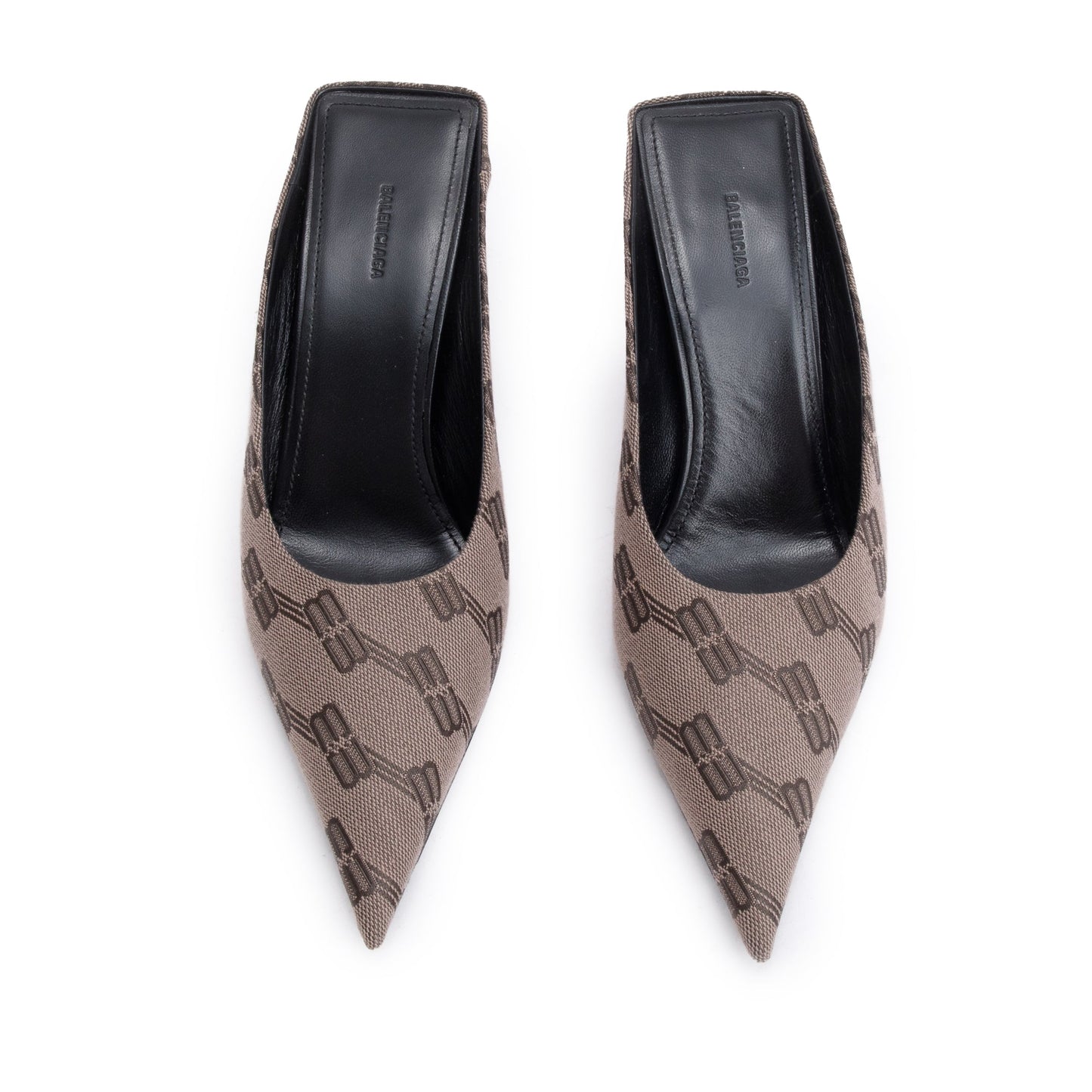 Balenciaga Beige BB Monogram Knife Mules, Size36 w/ Box