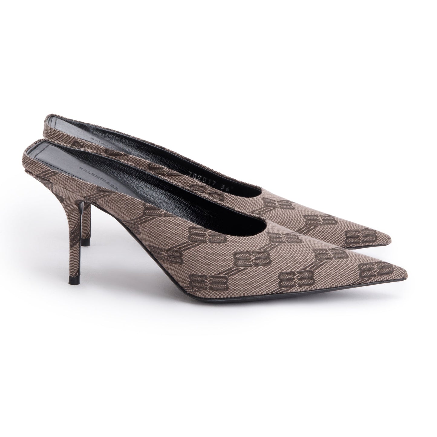 Balenciaga Beige BB Monogram Knife Mules, Size36 w/ Box