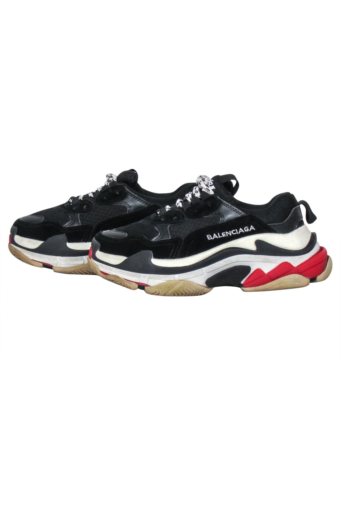 Balenciaga - Black, Cream & Red Chunky "Triple S" Sneakers Sz 6