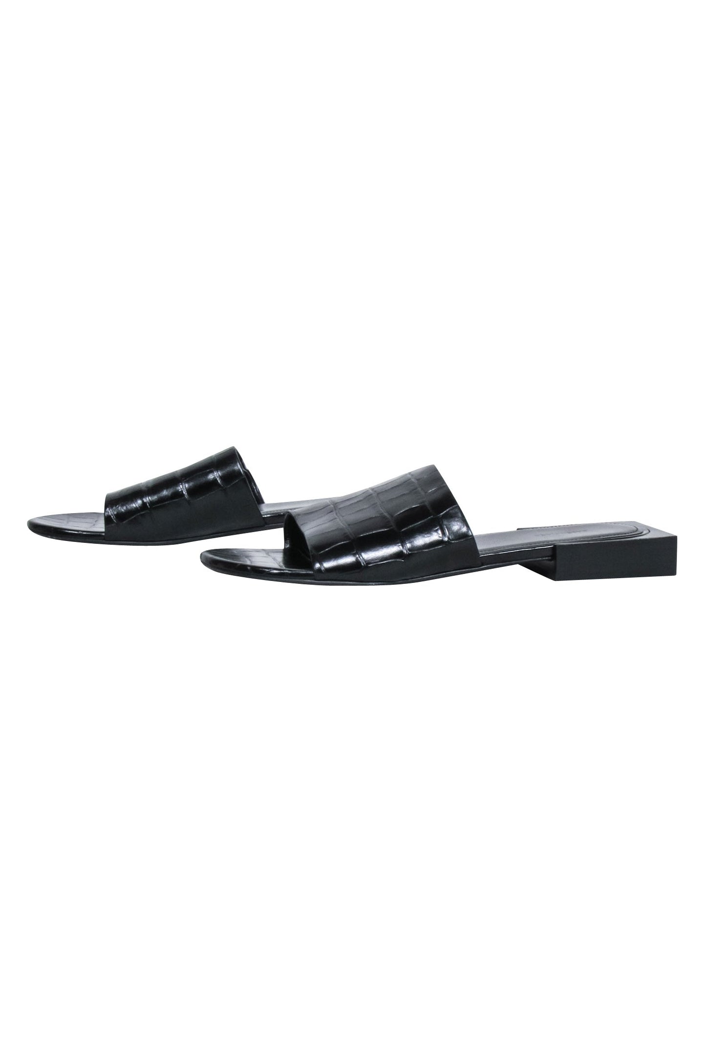 Balenciaga - Black Croc Embossed Slide Sandals Sz 7.5