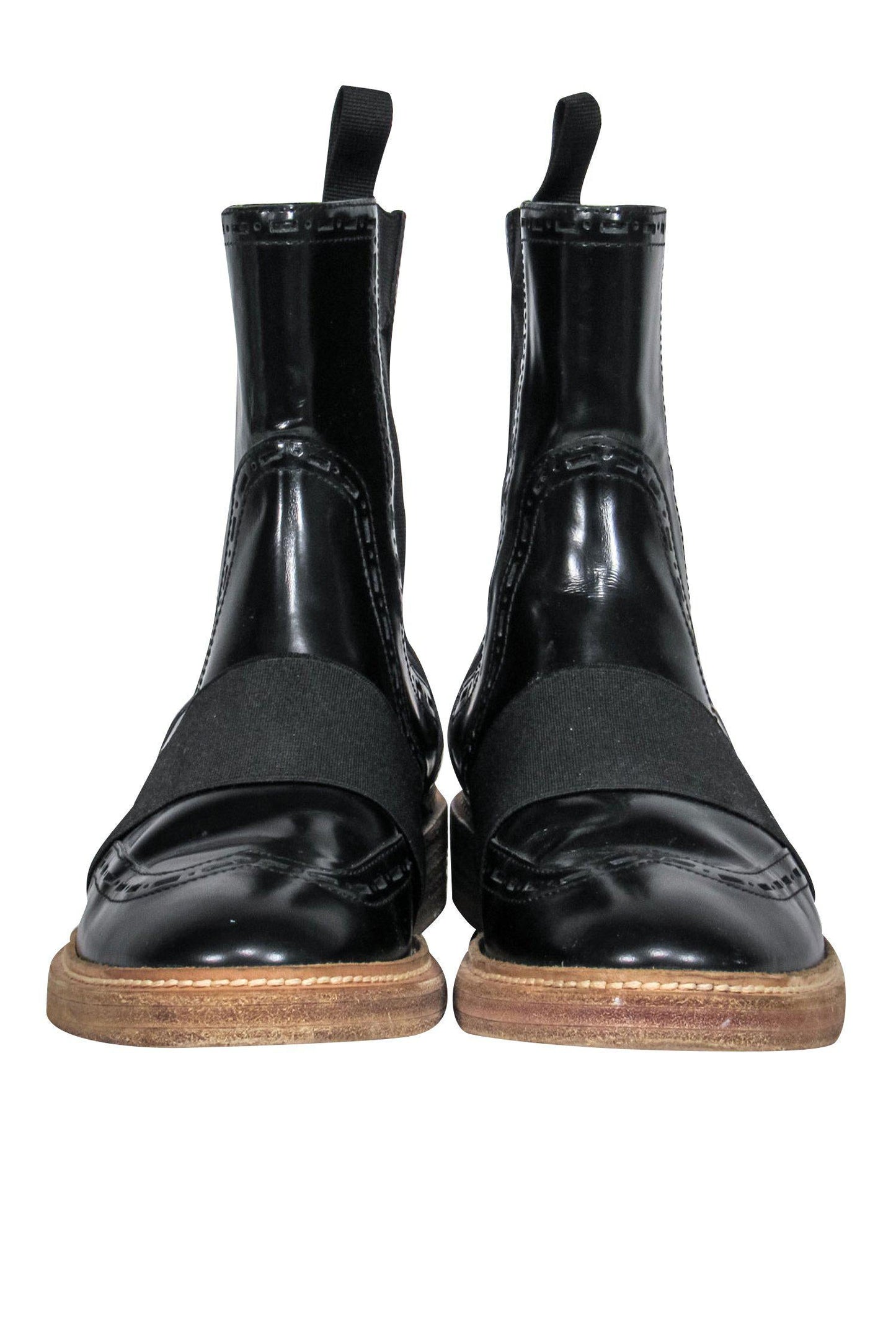 Balenciaga - Black Leather Chelsea Booties w/ Elastic Strap Sz 7