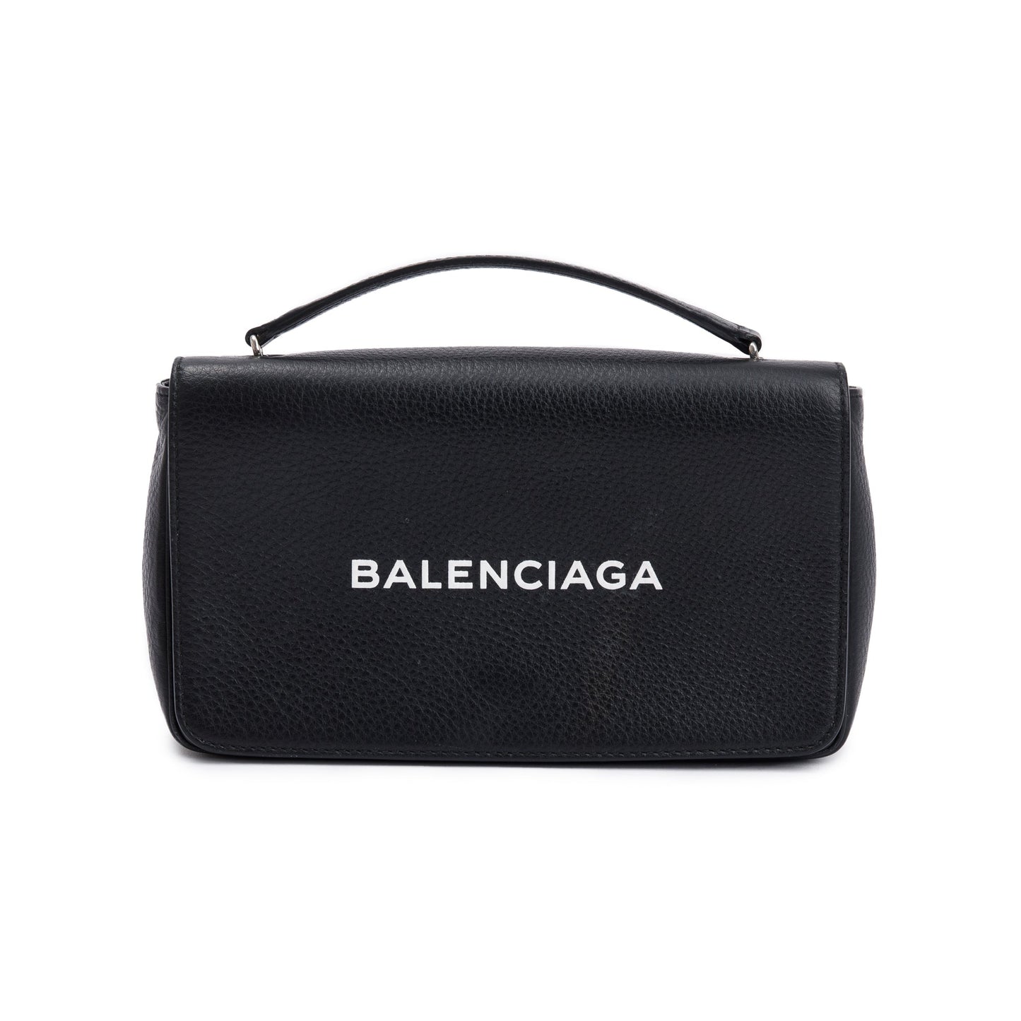 Balenciaga Black Leather Everyday Wallet On Chain