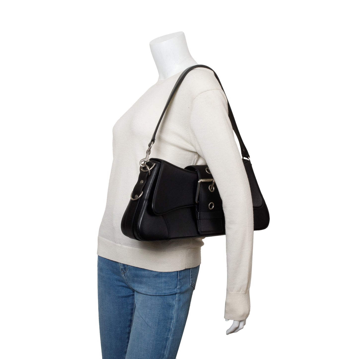 Balenciaga Black Leather Large Lindsay Shoulder Bag