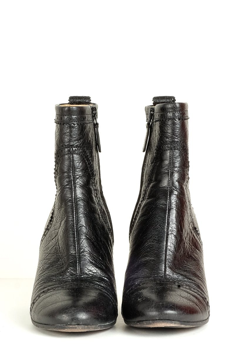 Balenciaga Black Leather Round Toe Booties 39.5