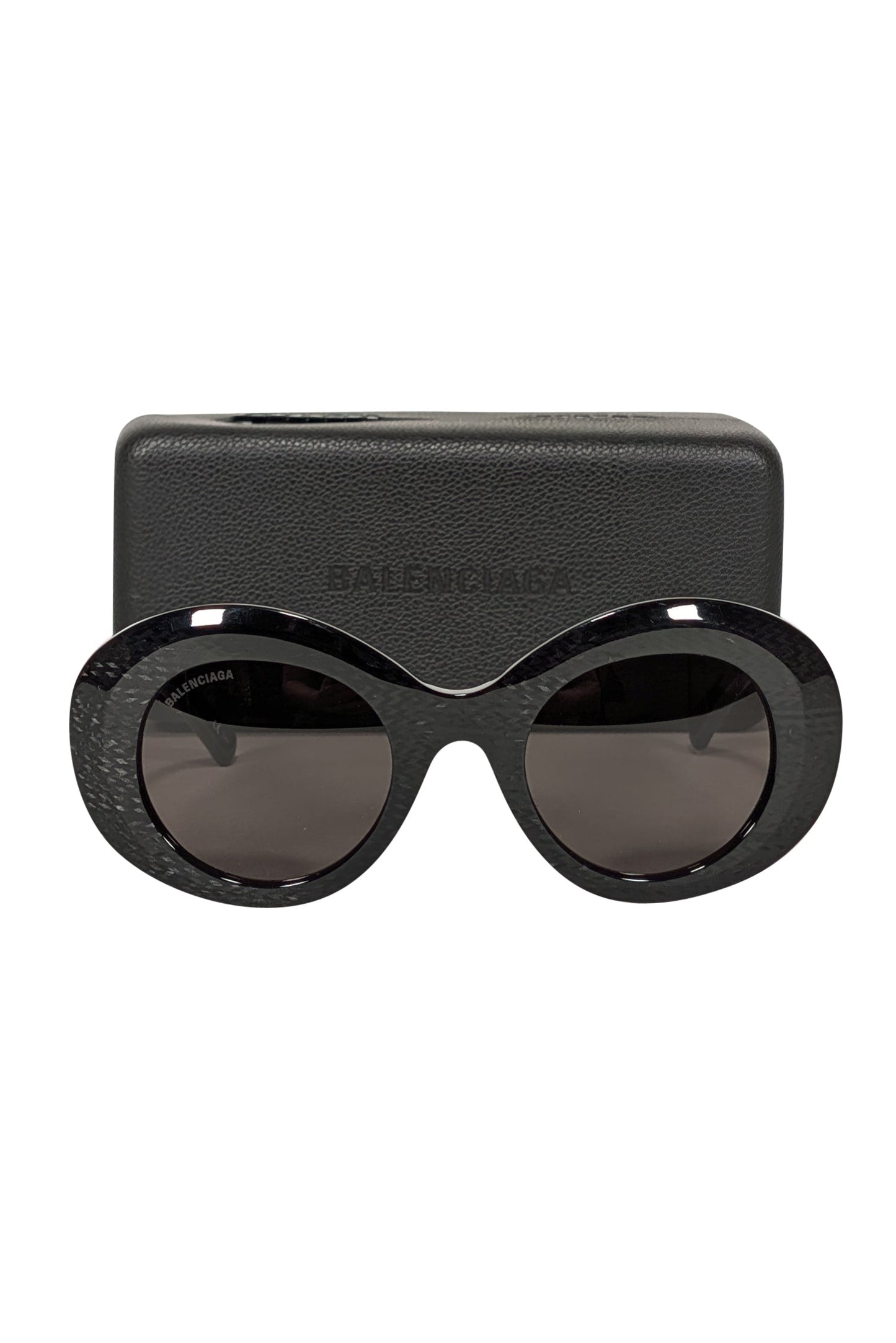 Balenciaga - Black Print Large Round Sunglasses