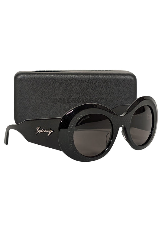 Balenciaga - Black Print Large Round Sunglasses