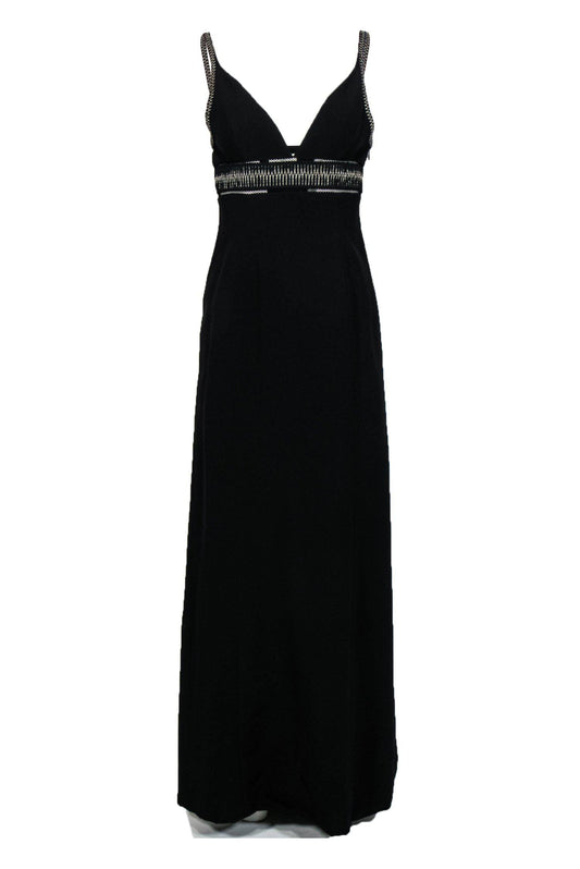 Balenciaga - Black Sleeveless Gown w/ Silver Embroidery Sz M