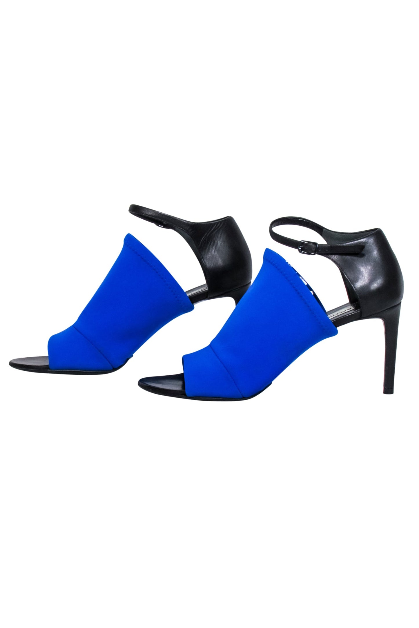 Balenciaga - Blue Scuba Knit Upper Open Toe Pumps Sz 8