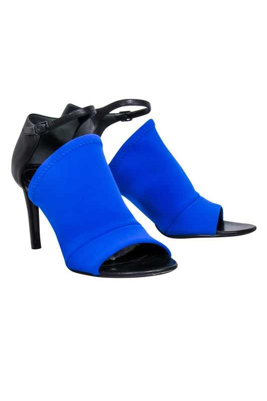 Balenciaga - Blue Scuba Knit Upper Open Toe Pumps Sz 8