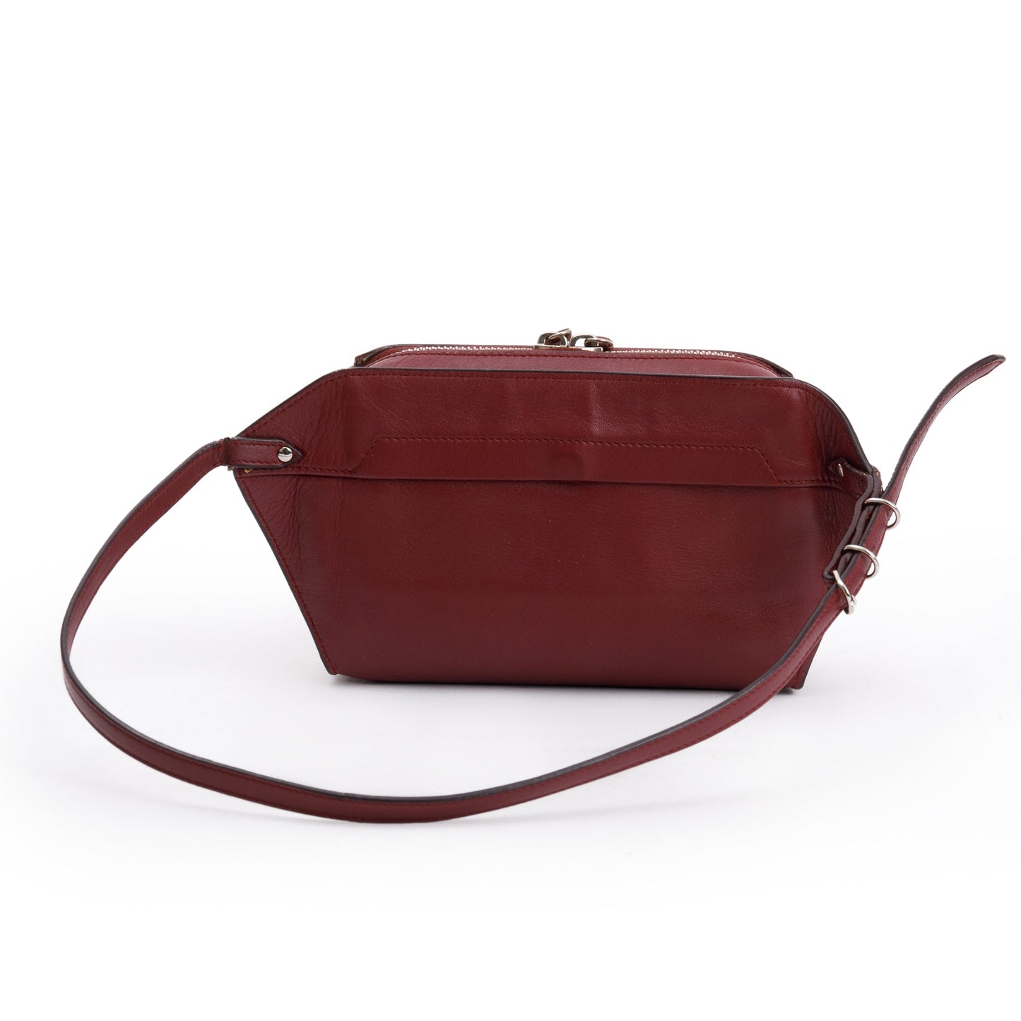 Balenciaga Burgundy Leather Papier Zip Around Belt Bag