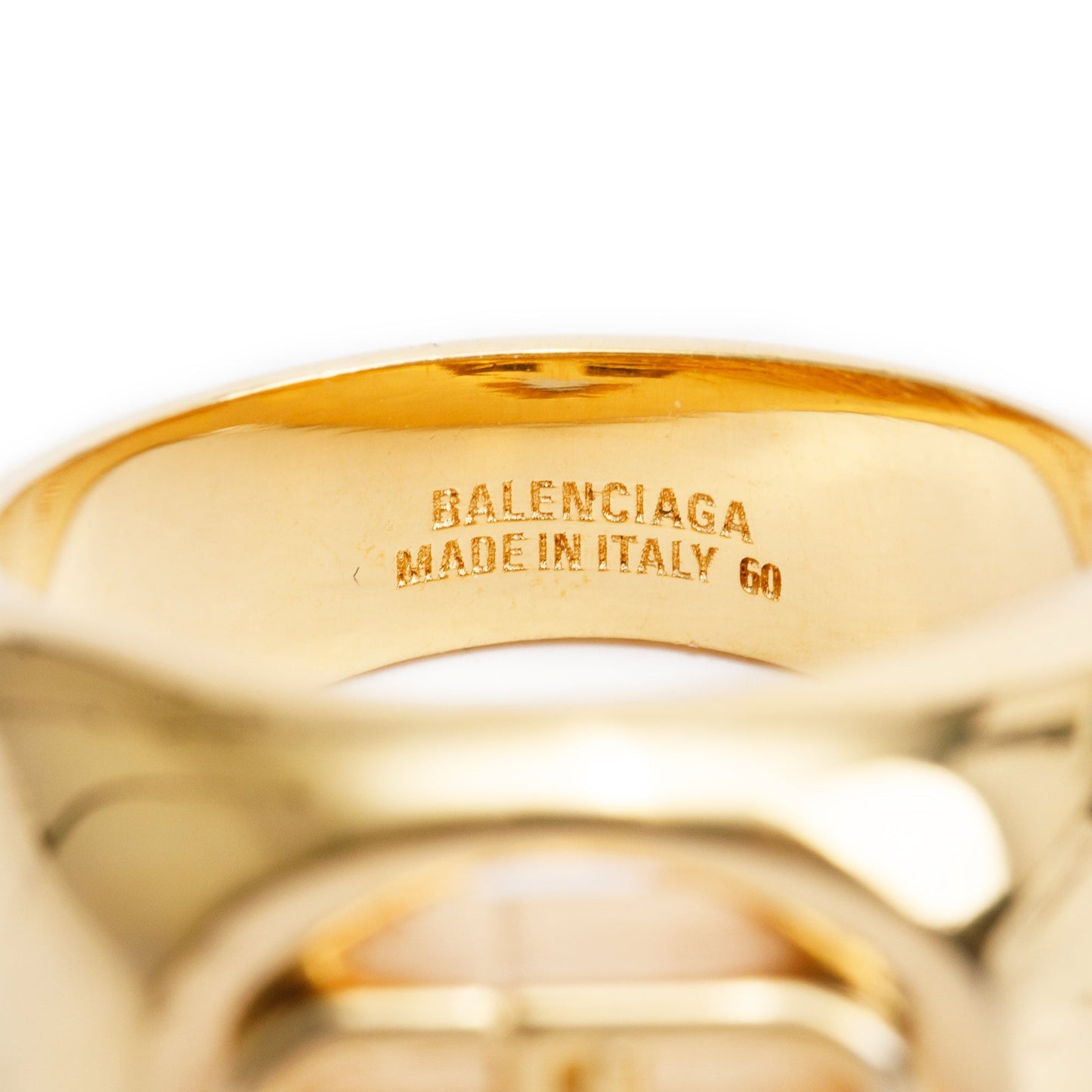 Balenciaga Gold-Plated BB Signet Ring, Size 60 9.25