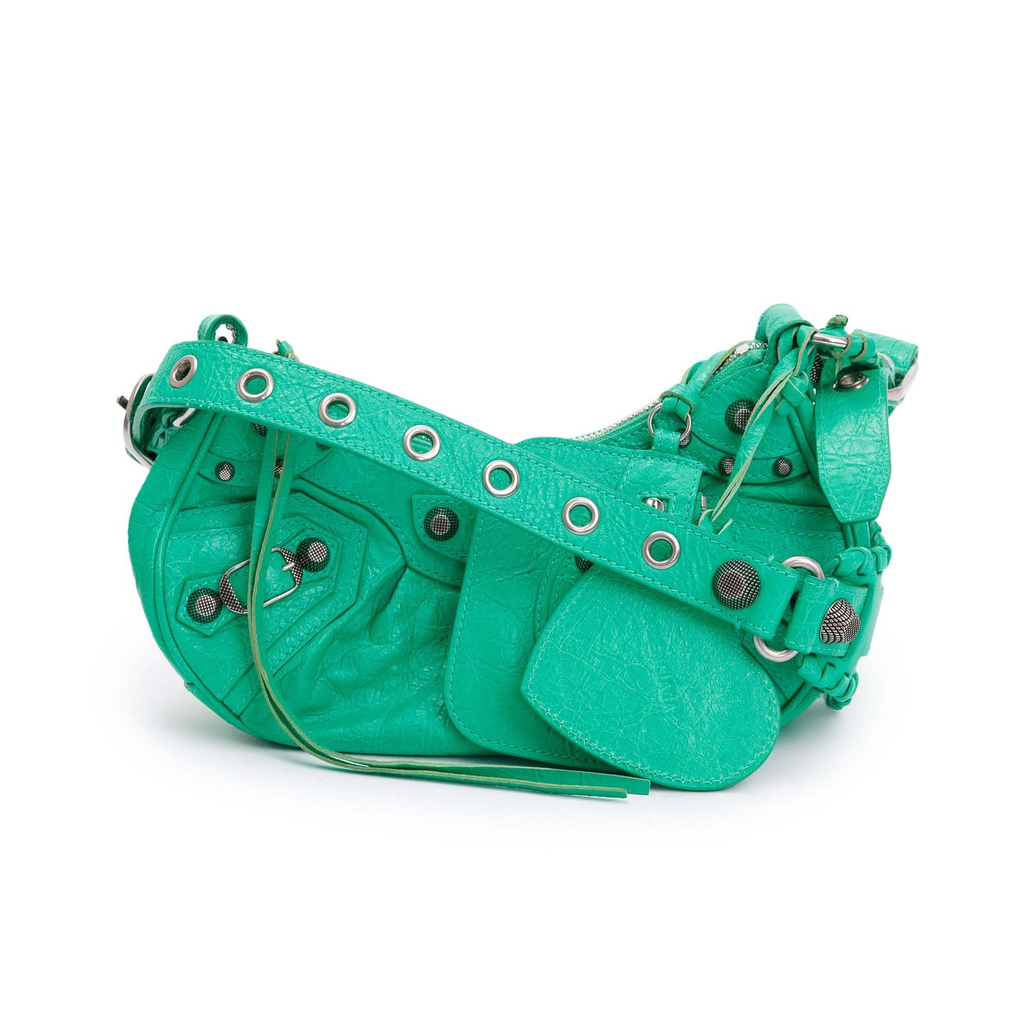 Balenciaga Green Arena Calfskin Leather Le Cagole XS Shoulder Bag