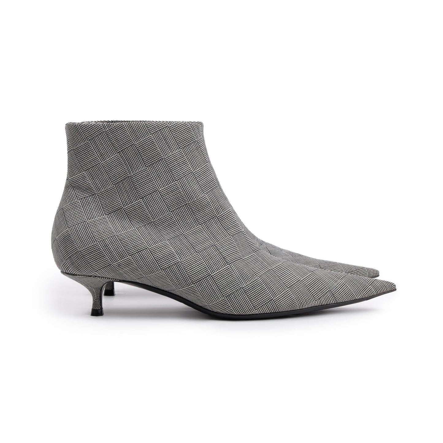 Balenciaga Grey Checked Wool Knife Pointy Toe Ankle Boots, Size 35.5 w/ Box