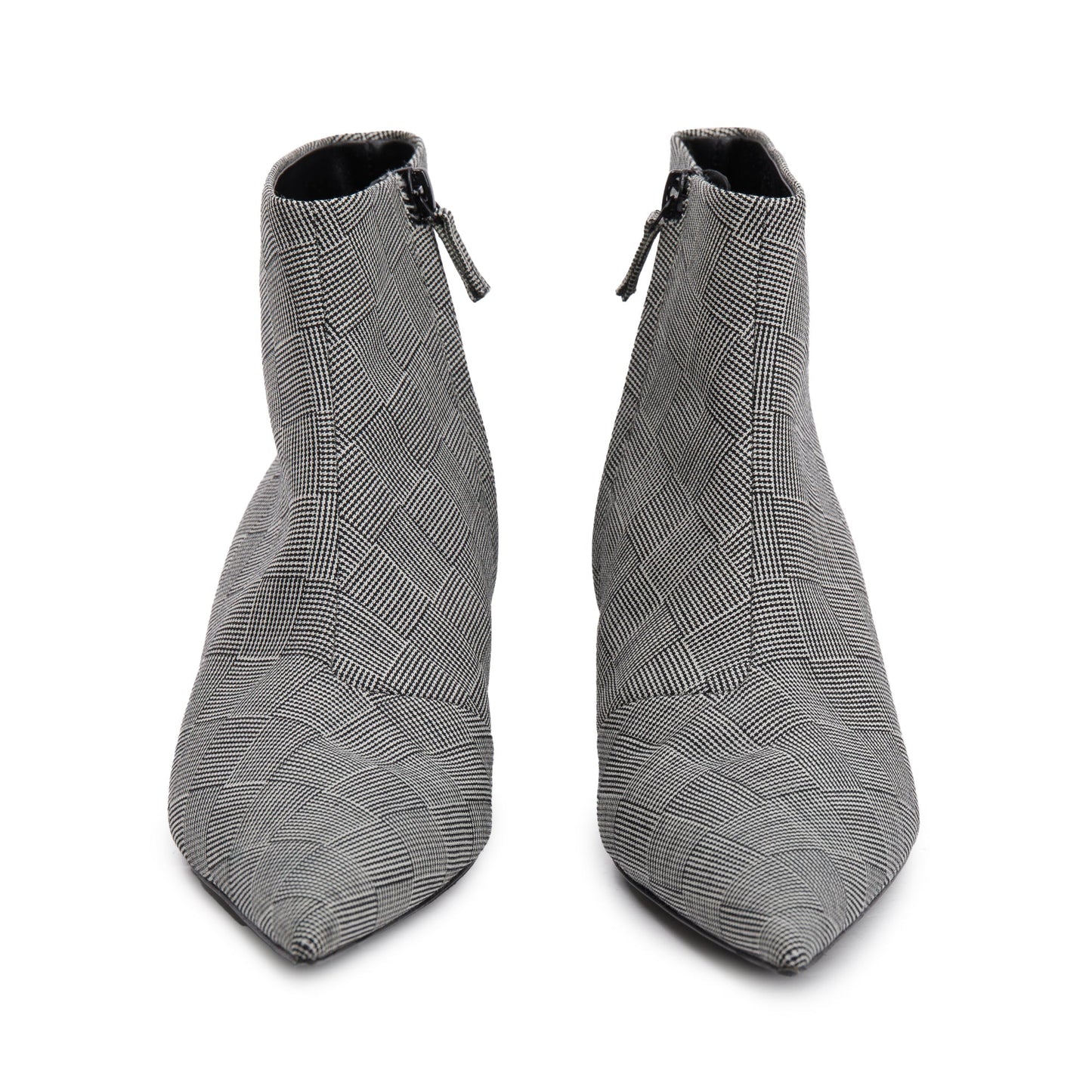 Balenciaga Grey Checked Wool Knife Pointy Toe Ankle Boots, Size 35.5 w/ Box