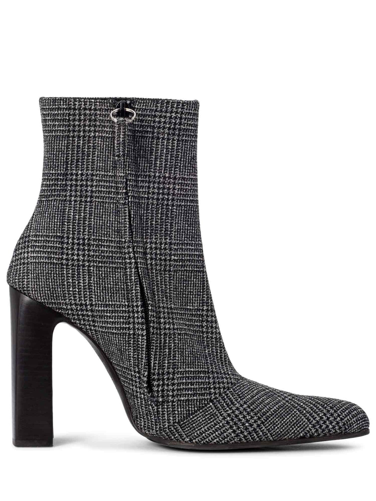 Balenciaga Houndstooth Wool Ankle Boots Black White