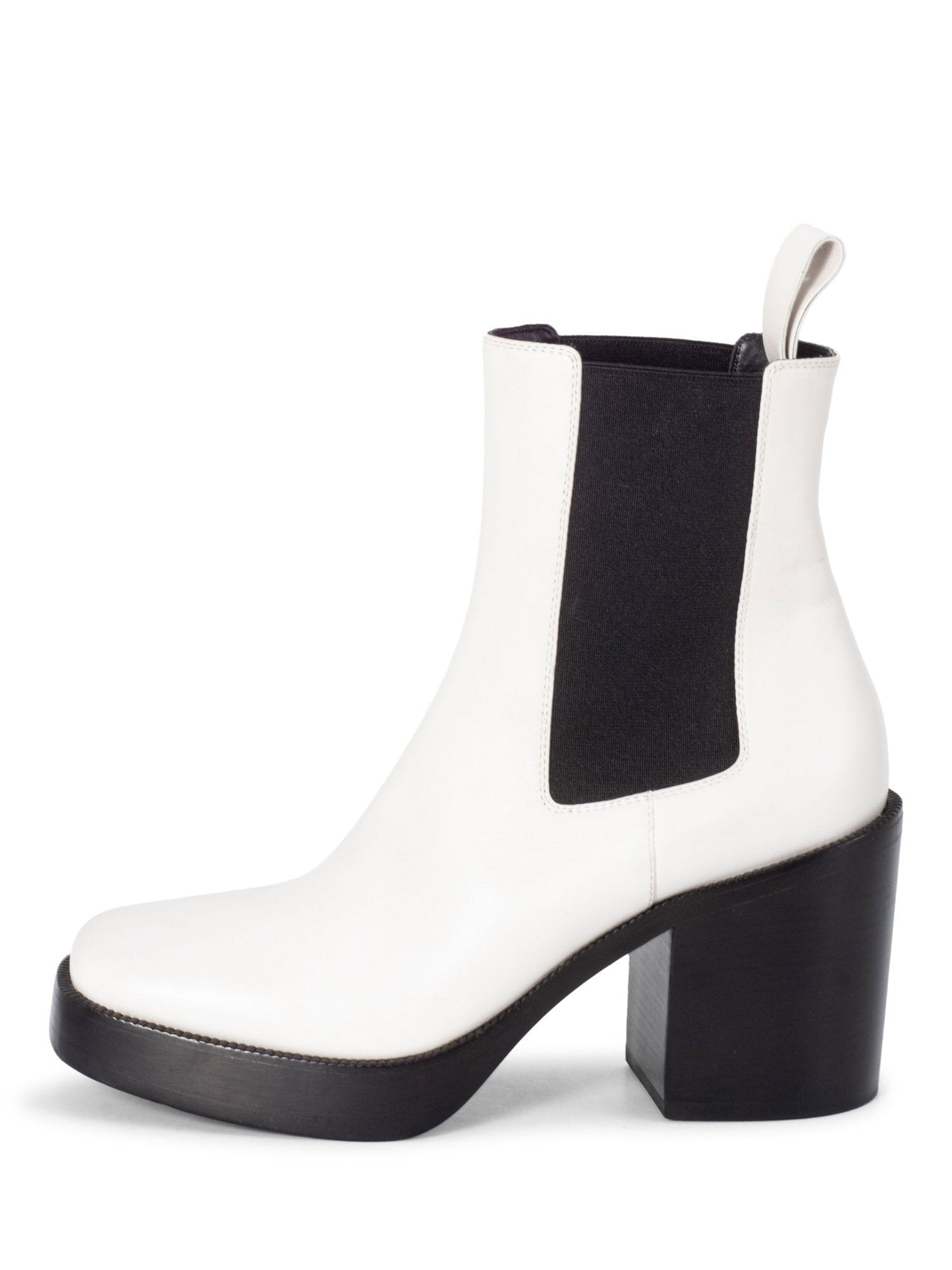 Balenciaga Leather Platform Ankle Boots White Black-designer resale