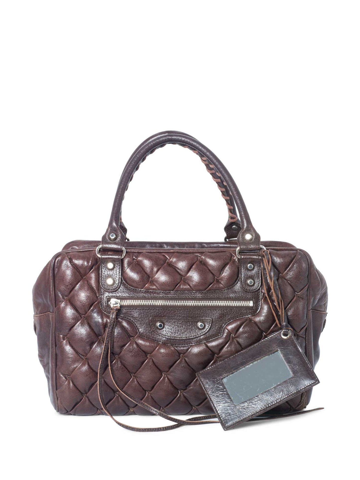 Balenciaga Motocross Classic Matelasse Handle Bag Brown