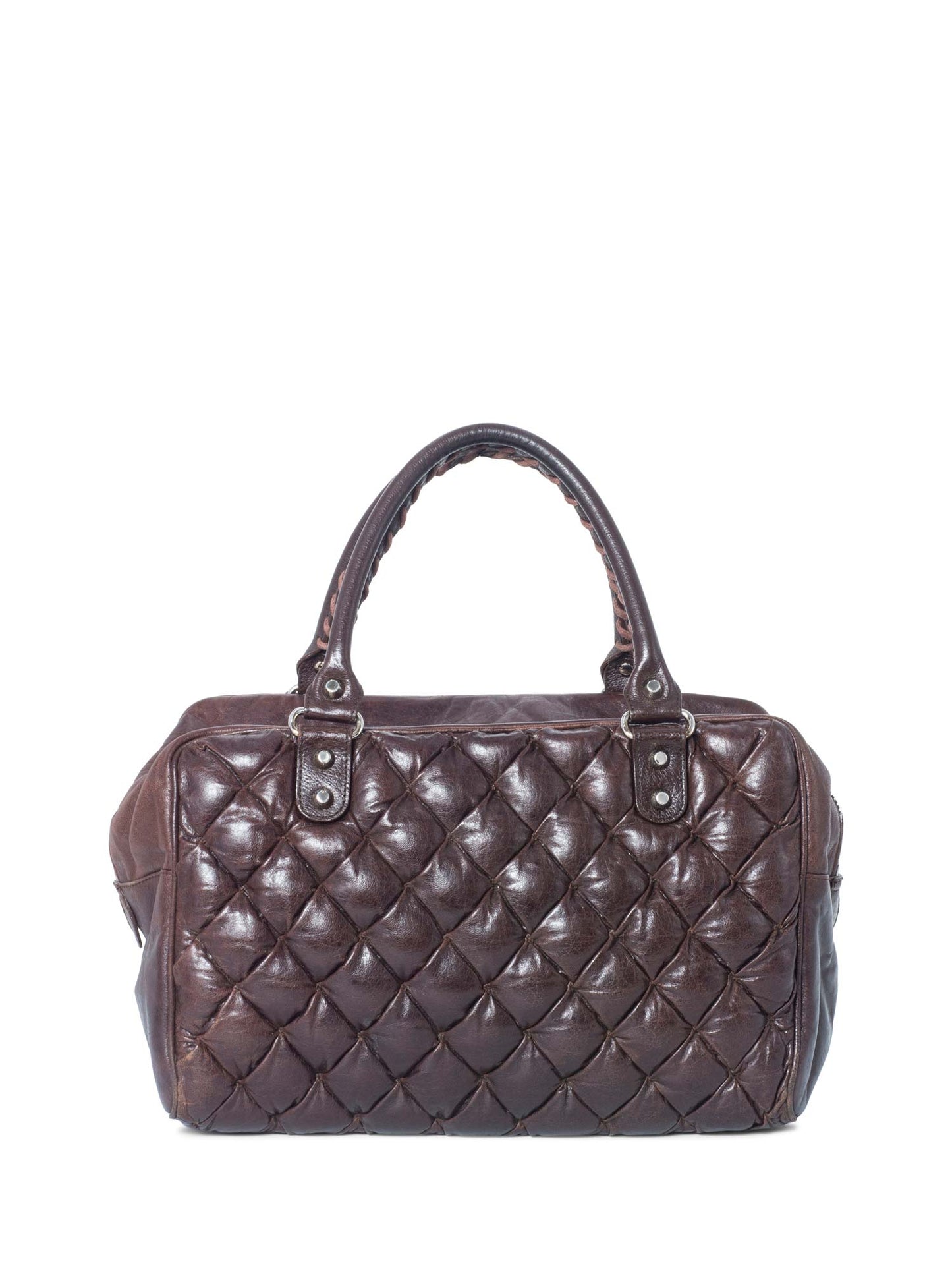 Balenciaga Motocross Classic Matelasse Handle Bag Brown