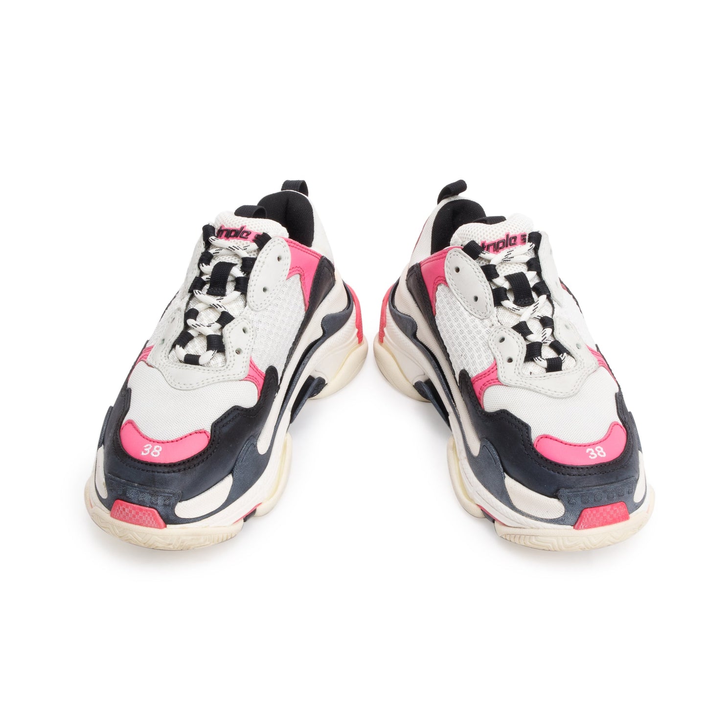 Balenciaga Multicolor Fabric Mesh Triple S Chunky Sneakers, Size 38