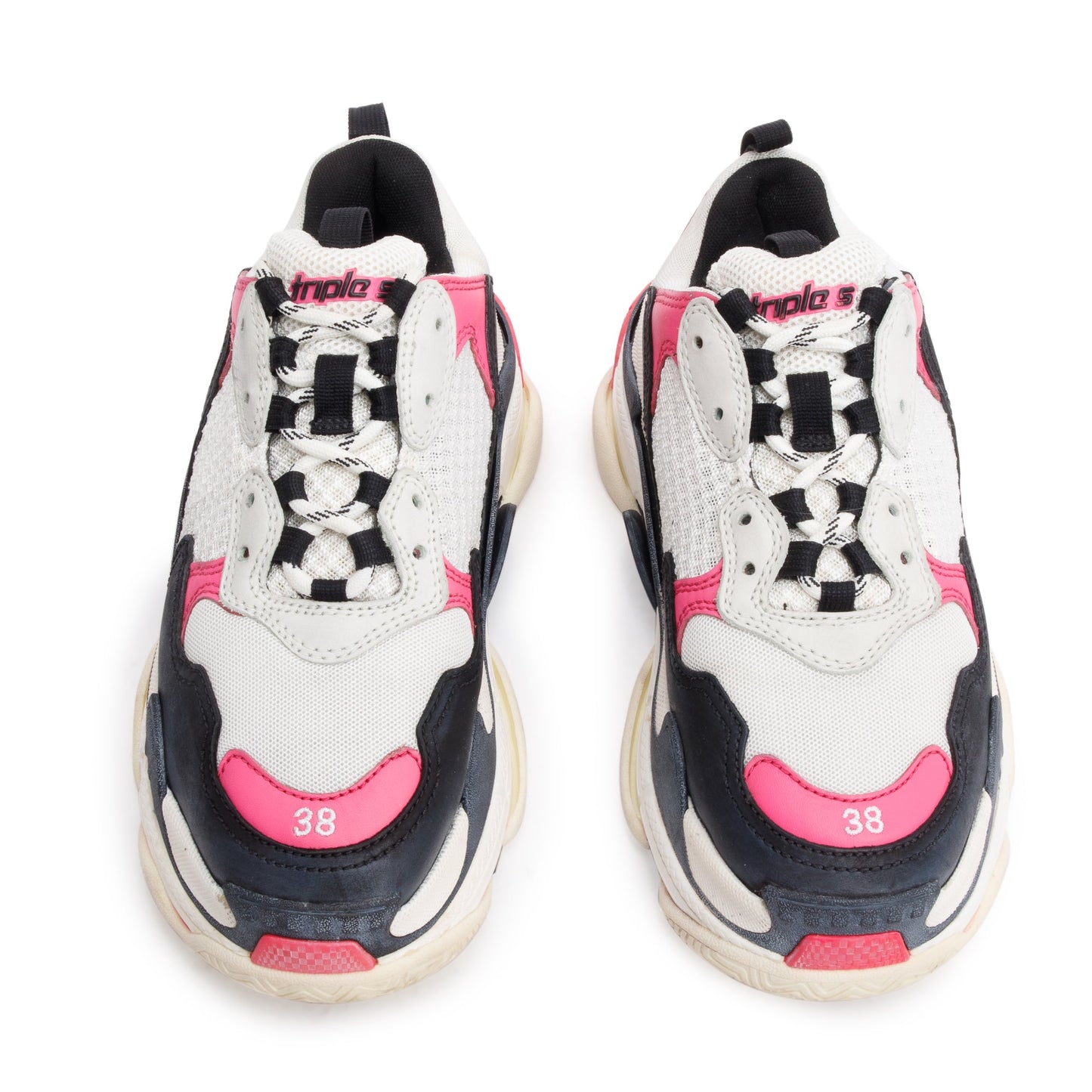 Balenciaga Multicolor Fabric Mesh Triple S Chunky Sneakers, Size 38