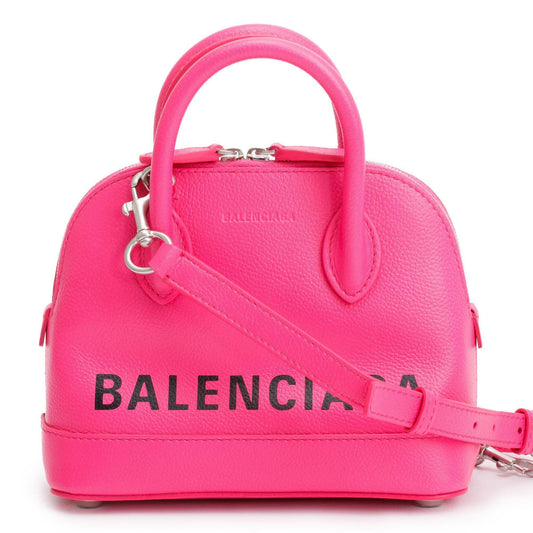 Balenciaga Pink Grained Calfskin Leather XXS Ville Top Handle Bag
