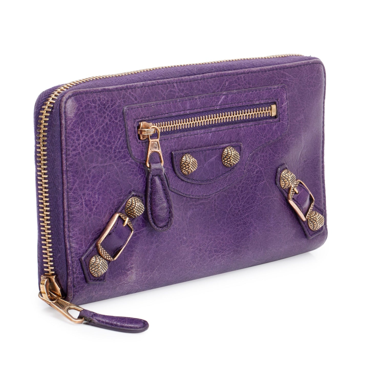 Balenciaga Purple Leather Continental Wallet