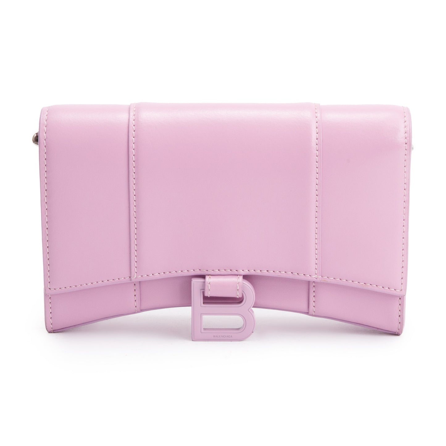 Balenciaga Purple Smooth Leather Hourglass Wallet on Chain