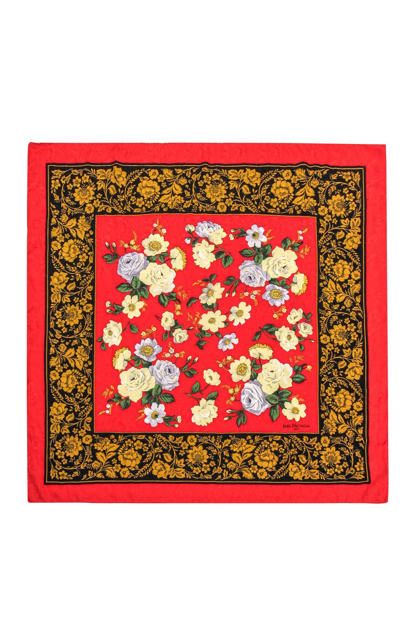 Balenciaga - Red Floral Silk Square Scarf