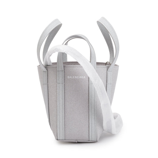 Balenciaga Silver Sparkling Fabric Everyday XS North-South Tote w/ Box
