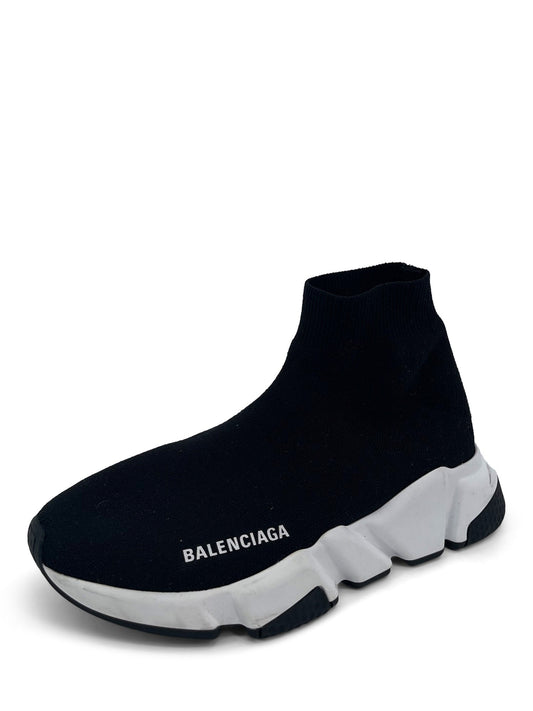 Balenciaga Speed Recycled Knit Sneakers Black White-designer resale