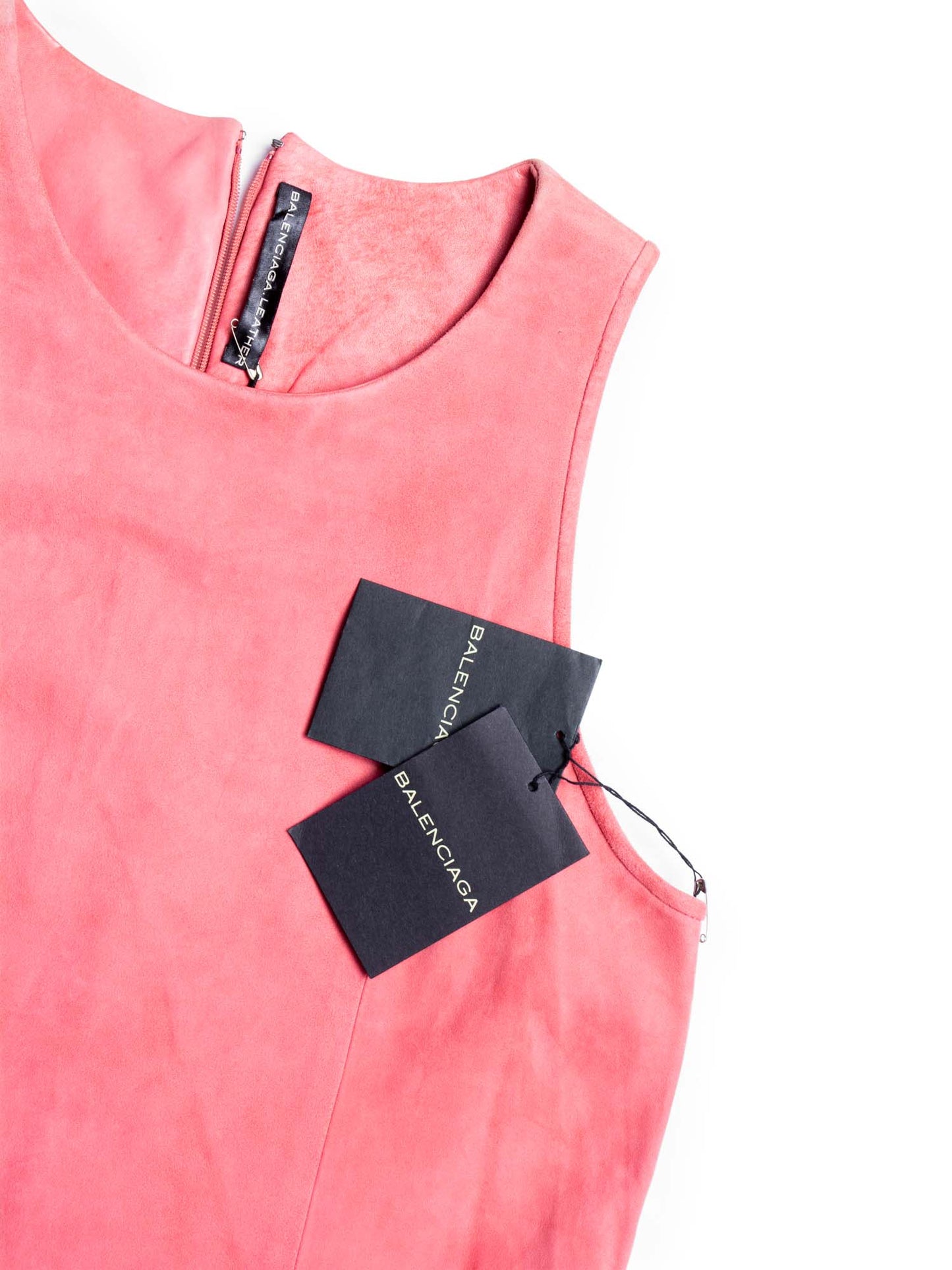 Balenciaga Suede Lambskin Leather A-Line Mini Dress Pink