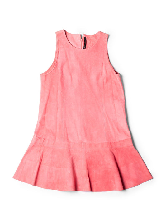 Balenciaga Suede Lambskin Leather A-Line Mini Dress Pink-designer resale