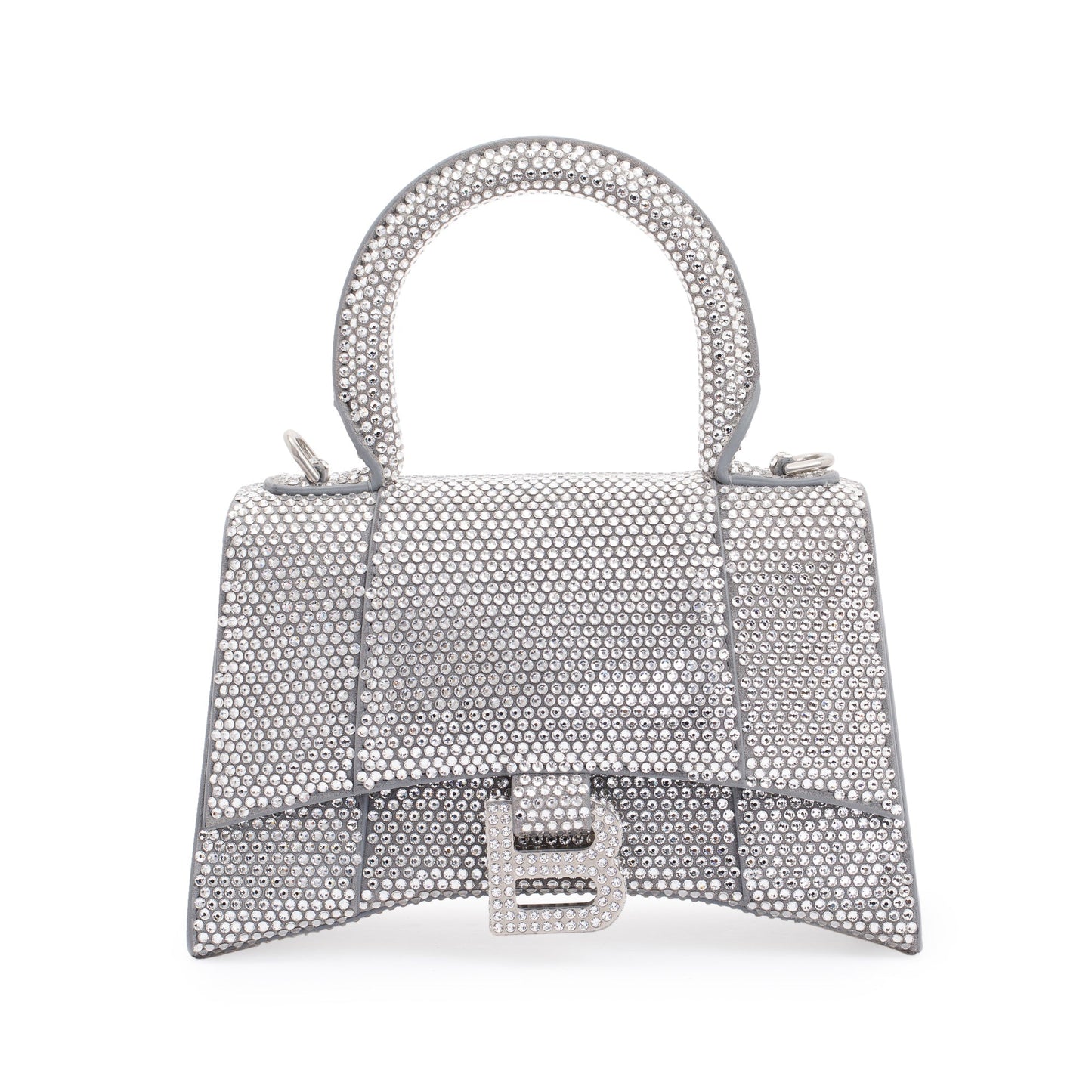 Balenciaga Suede Rhinestone Hourglass XS Top Handle Bag w/ Strap
