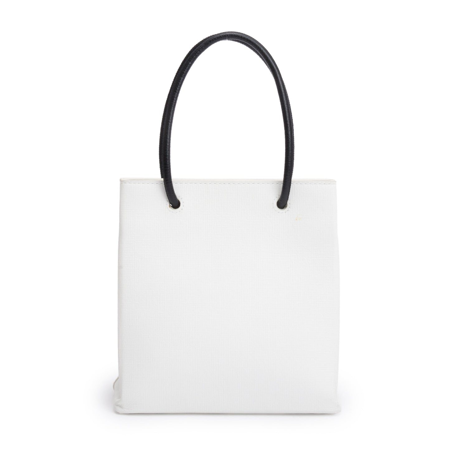 Balenciaga White Calfskin Leather XXS Logo Leather Shopping Tote